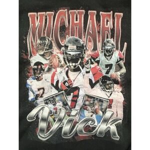 Preowned Men Black Michael Vick Vintage Look Hoodie Mens 2XL Excellent Condition